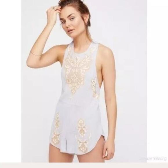 NWT Intimately by Free People Embroidered Lace Nightingale Romper (M) - Picture 1 of 13